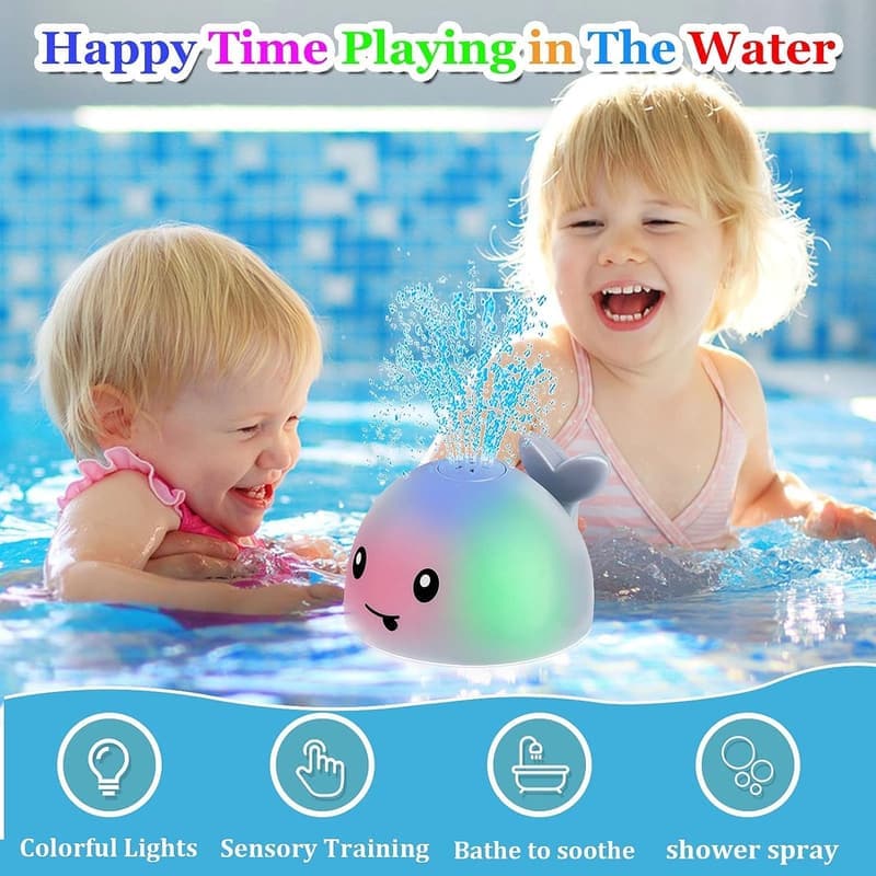 Light Up Toddler Whale Bath Toy Sprinkler for Ages 1-3