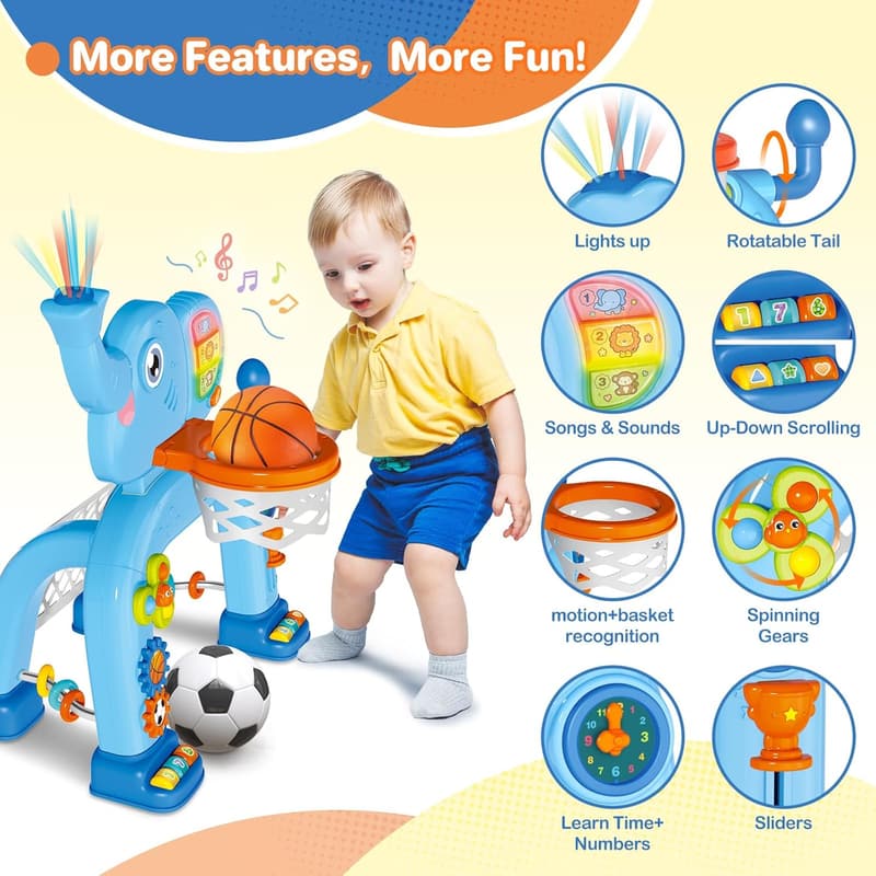 Toddler Activity Center: Light & Music Basketball Hoop & Soccer Goal
