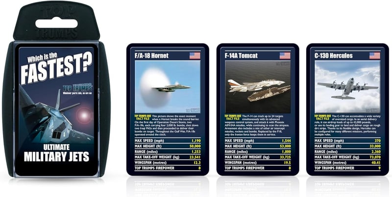 Ultimate Military Jets Top Trumps Card Game for Kids & Adults