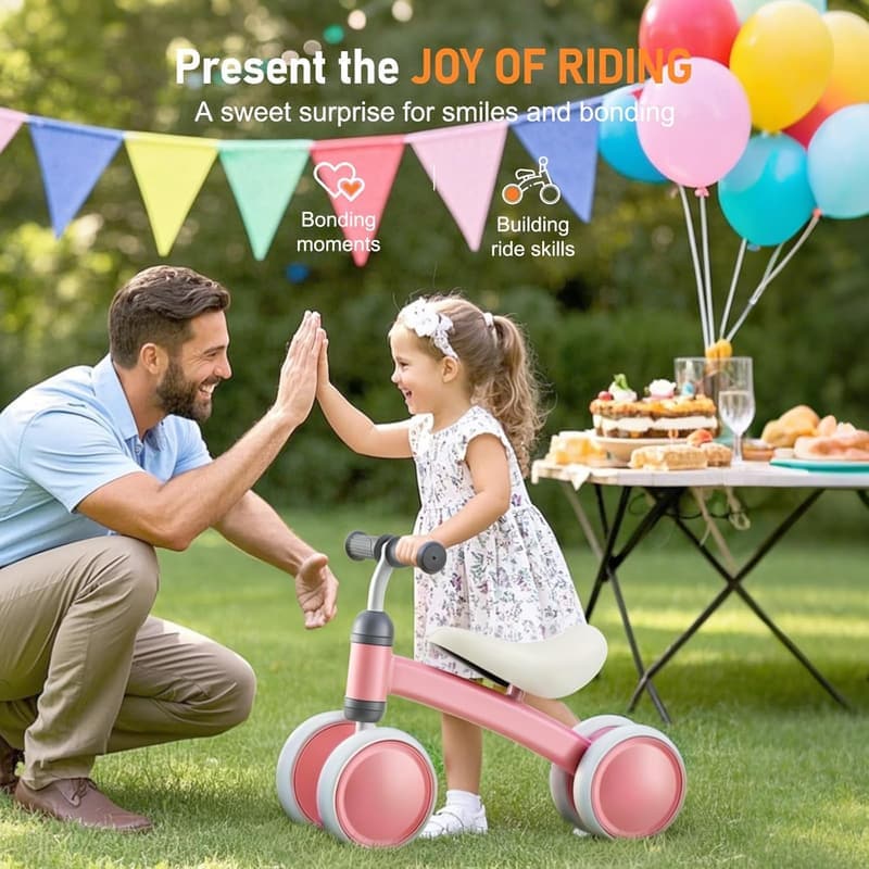 First Birthday Balance Bike for 1-Year-Olds, Pink