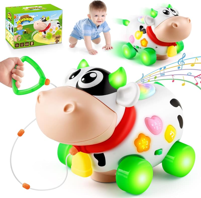 Musical Cow Toy for Early Learning - Lights & Sounds for 1-2 Year Olds