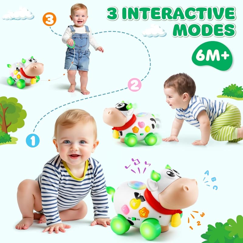 Musical Cow Toy for Early Learning - Lights & Sounds for 1-2 Year Olds