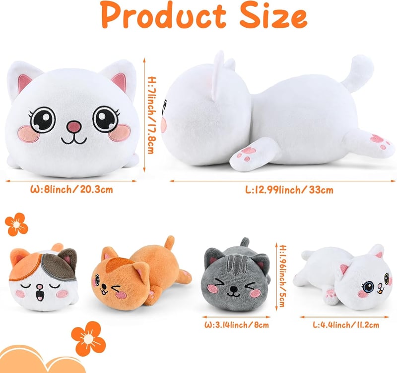 Mommy Cat Plush Toy Set with 4 Kittens - Ideal for Kids 3+