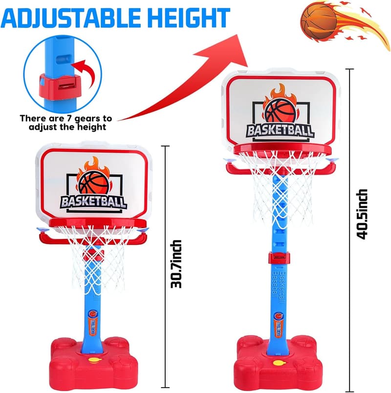 Adjustable 4-in-1 Toddler Basketball & T-Ball Set for Kids