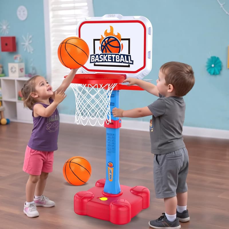 Adjustable 4-in-1 Toddler Basketball & T-Ball Set for Kids