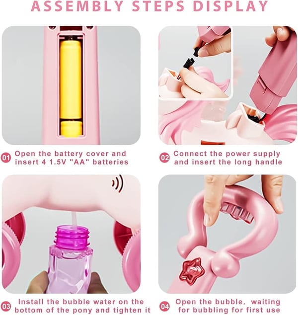 Pink Bubble Machine Blower Toy for Kids Outdoor Fun