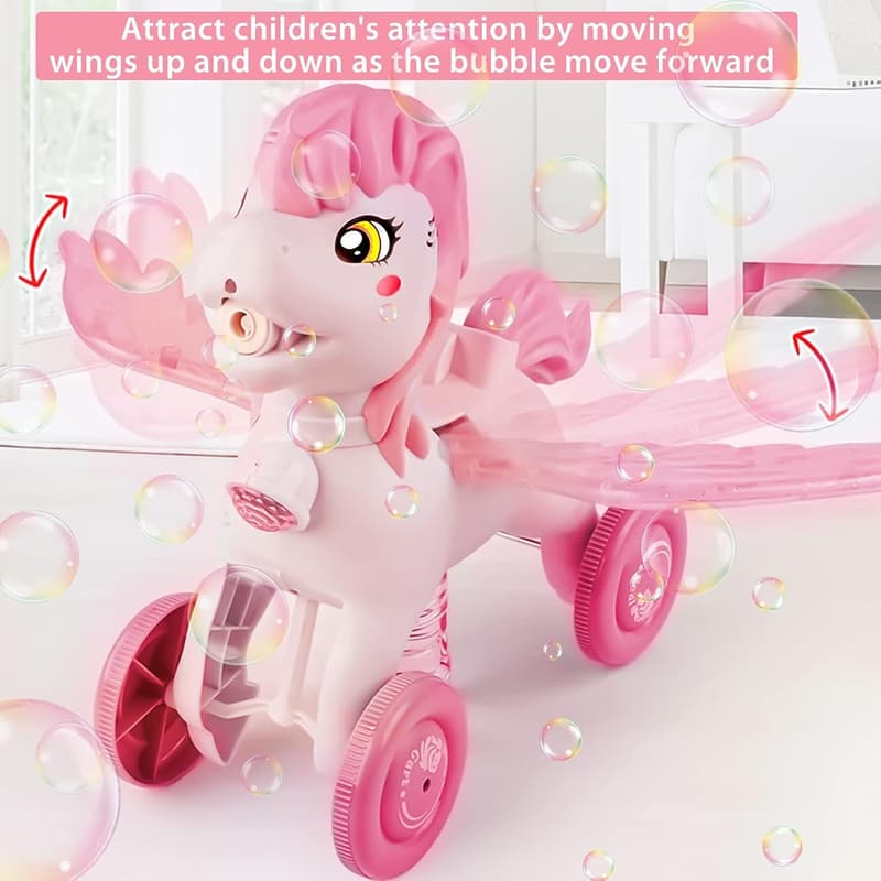 Pink Bubble Machine Blower Toy for Kids Outdoor Fun