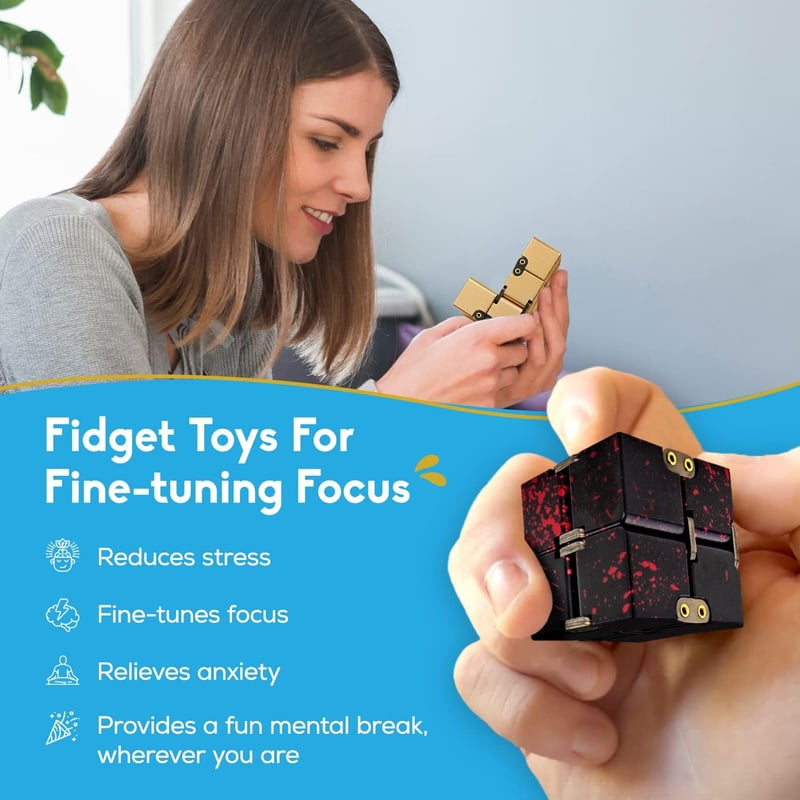 Fidget Desk Toy - Aluminum Infinity Cube for Stress Relief
