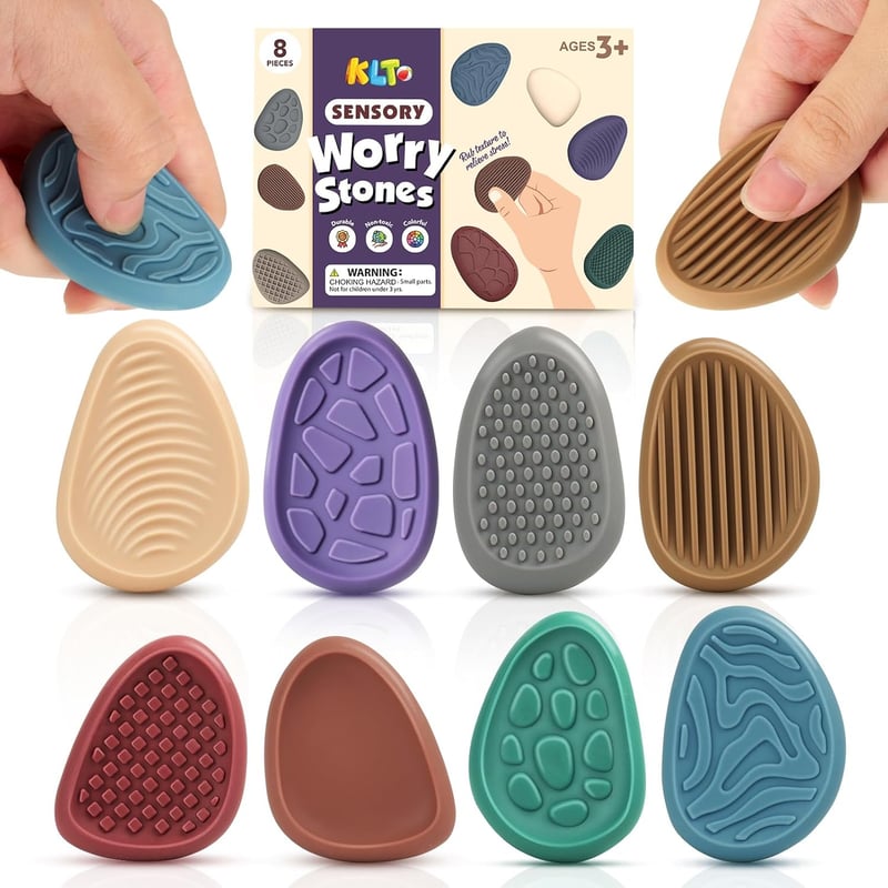 Sensory Stone Fidget Toys for Kids & Adults - 8 Pack