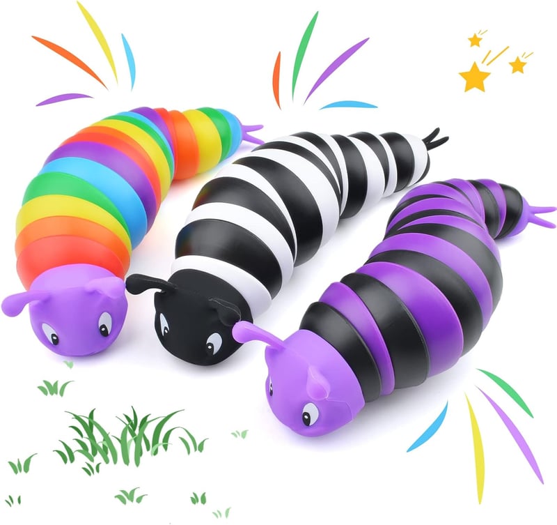 Sensory Slug Fidget Toy Set for Kids & Adults - 3 PCS