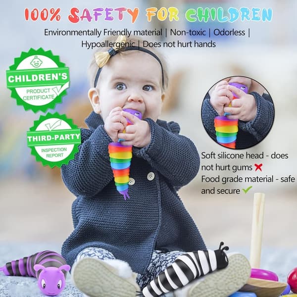 Sensory Slug Fidget Toy Set for Kids & Adults - 3 PCS