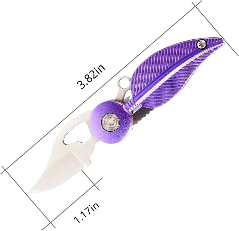 Mini Pocket Knife Set for Women - EDC Knives with Chain (Purple)