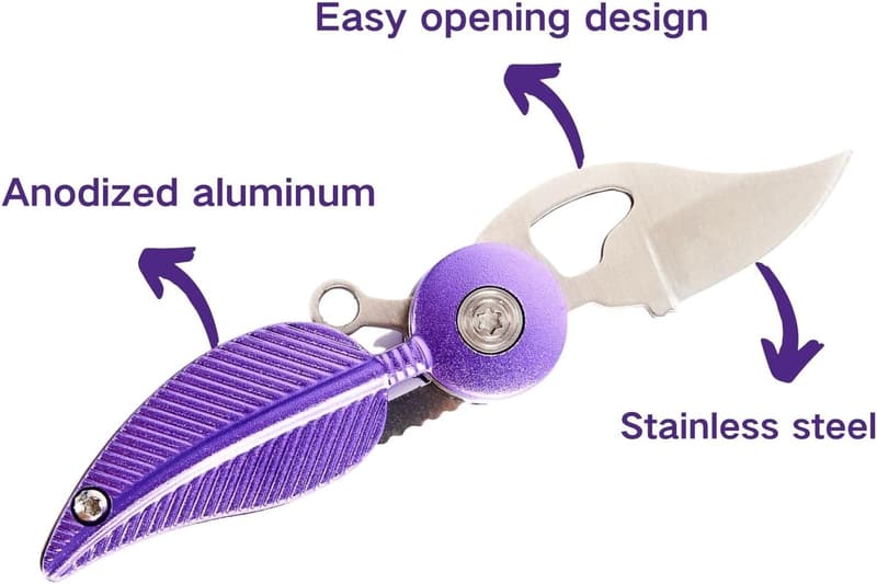Mini Pocket Knife Set for Women - EDC Knives with Chain (Purple)