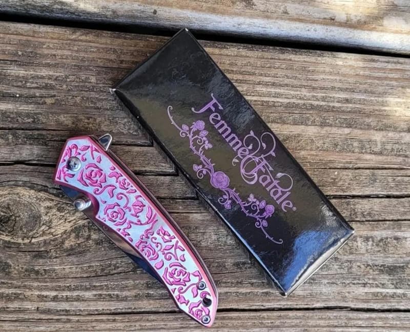 Limited Edition Pink Rose Folding Knife for Ladies