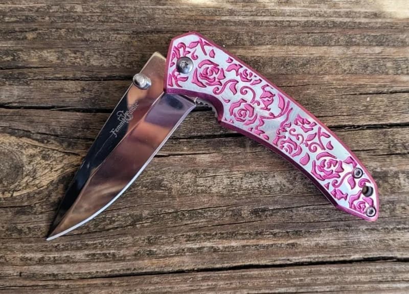 Limited Edition Pink Rose Folding Knife for Ladies