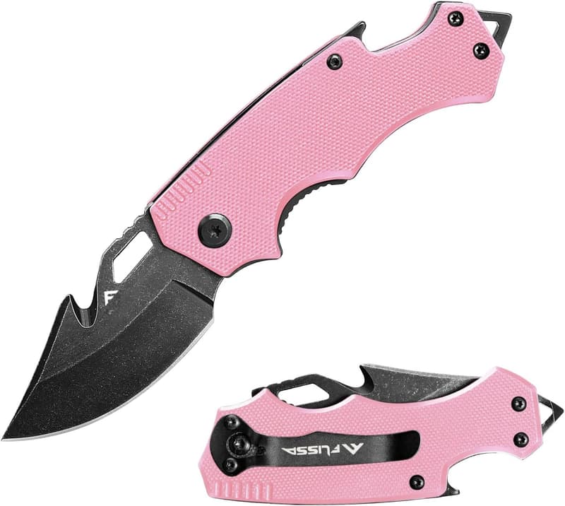 EDC Mini Folding Pocket Knife for Women, Pink, Stainless Steel Blade