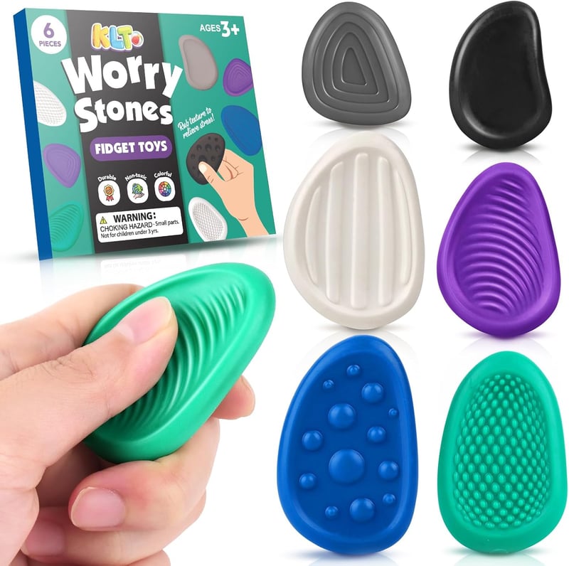6-Pack Sensory Worry Stones for Anxiety Relief