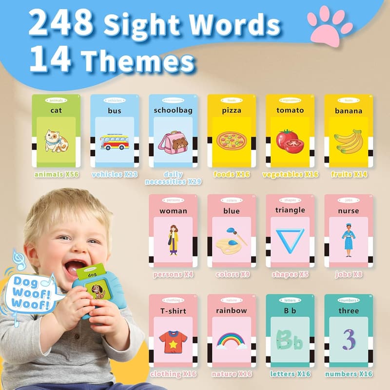 Educational Talking Flash Cards for Toddlers - 248 Sight Words