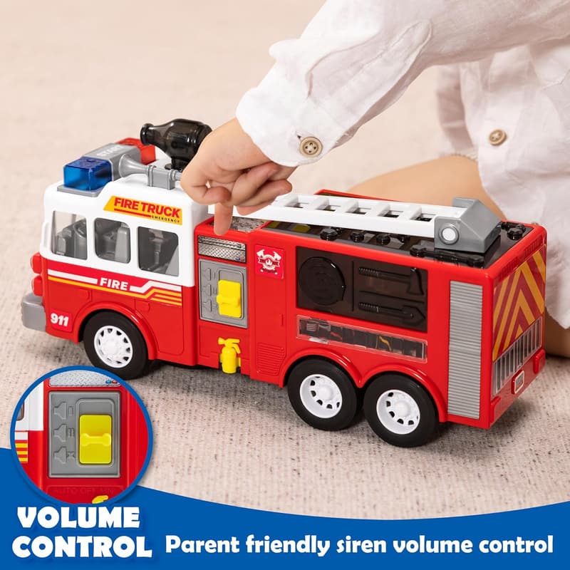 Kids Birthday LED Fire Truck Toy with Projections & Sirens