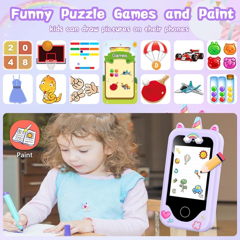 Kids Educational Learning Phone Toy for Ages 3-8 - Purple