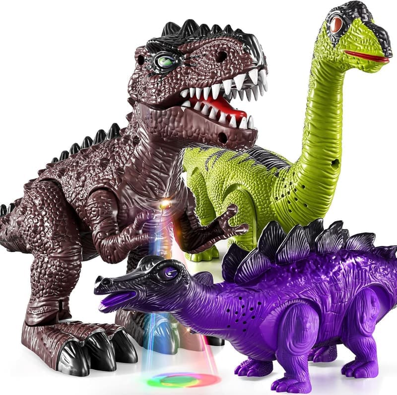 Toddler Dinosaur Toy Set with Sound & Light: Brachiosaurus & Stegosaurus