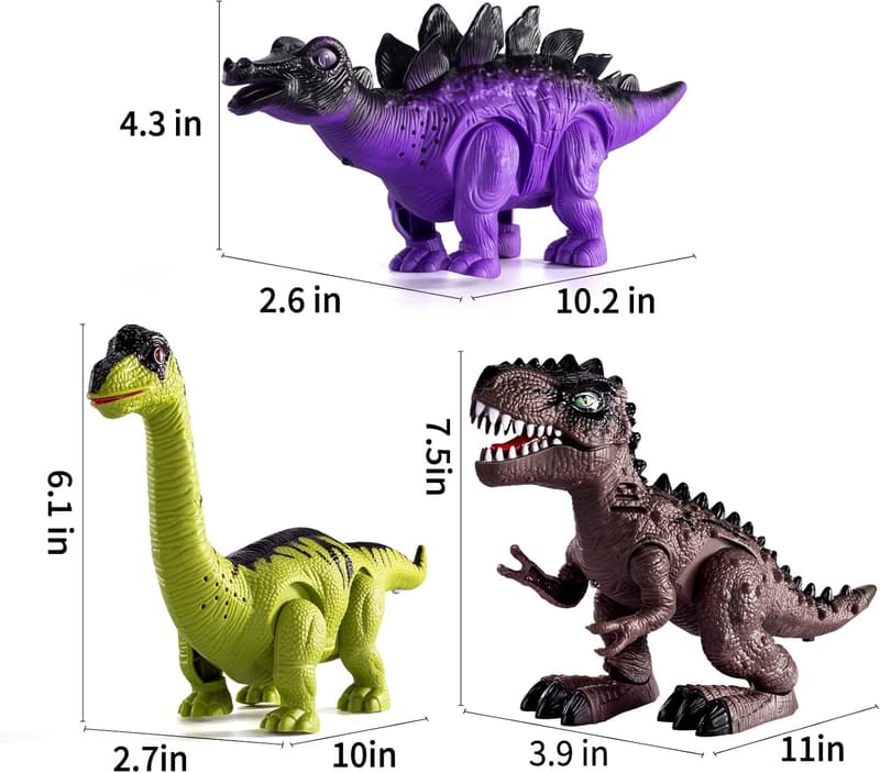 Toddler Dinosaur Toy Set with Sound & Light: Brachiosaurus & Stegosaurus