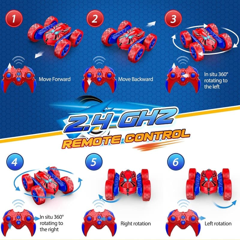 360° Rotating 4WD Remote Control Car for Boys, Ages 3-12