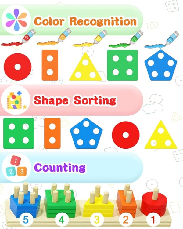 Montessori Wooden Sensory Toys for Toddler Birthday Gifts
