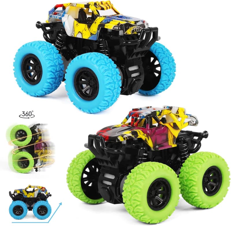 Monster Truck Toys for Ages 2-4 - 360° Stunt Cars (2 Pack)