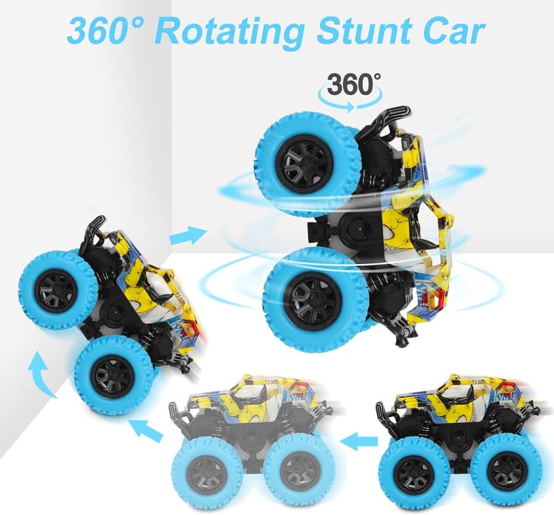 Monster Truck Toys for Ages 2-4 - 360° Stunt Cars (2 Pack)