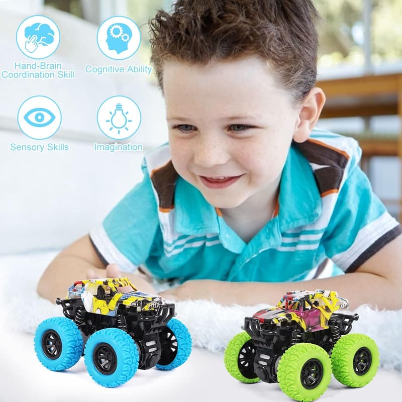 Monster Truck Toys for Ages 2-4 - 360° Stunt Cars (2 Pack)