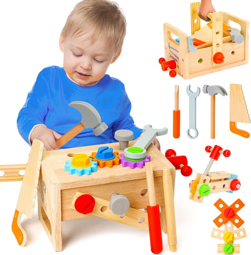 29-Piece Wooden Tool Set for Kids, STEM Montessori Educational Toys