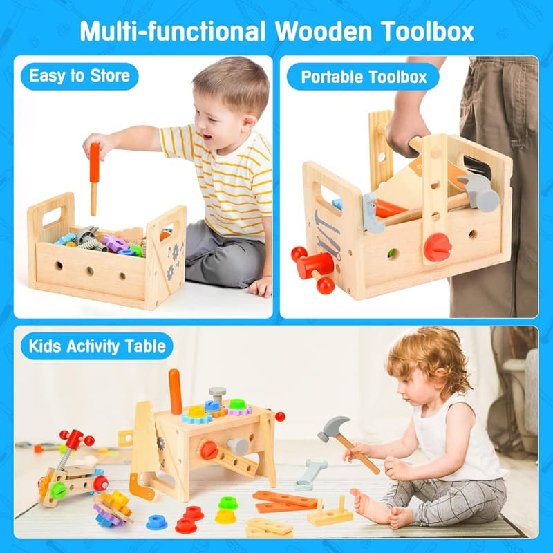 29-Piece Wooden Tool Set for Kids, STEM Montessori Educational Toys
