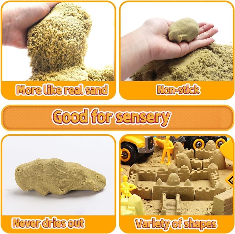 Construction Sand Playset with Trucks, Figures & Molds for Kids
