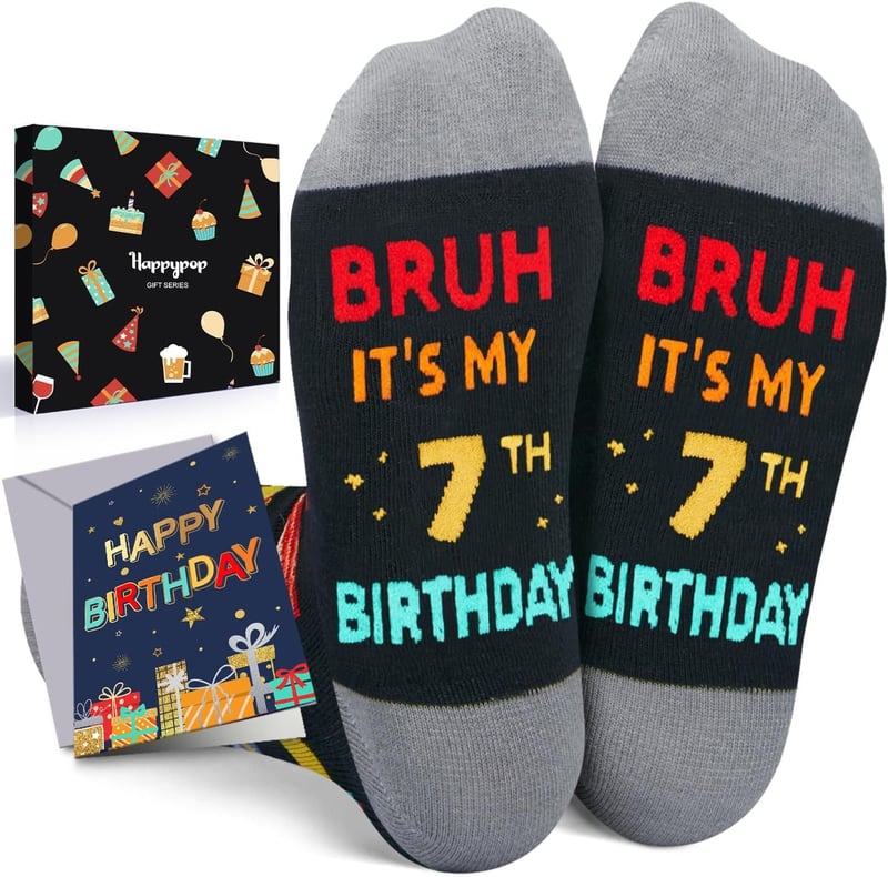Birthday Gift Socks for Boys Age 5-12 with Greeting Card
