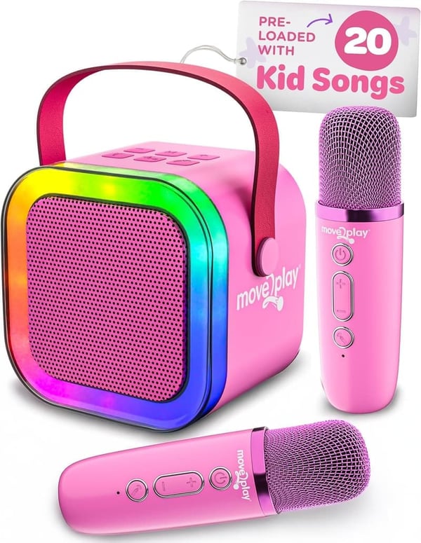 Kids' Mini Karaoke Machine with 20+ Songs & 2 Microphones