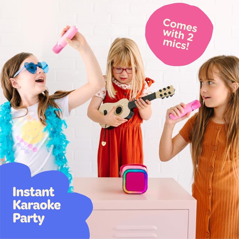 Kids' Mini Karaoke Machine with 20+ Songs & 2 Microphones