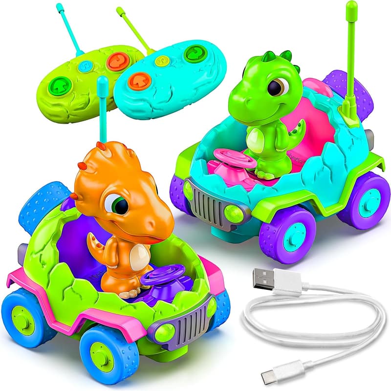 Dinosaur Remote Control Car Set - Rechargeable Kids' Birthday Gift