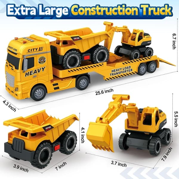 Construction Carrier Truck Toy Set for Boys, 25