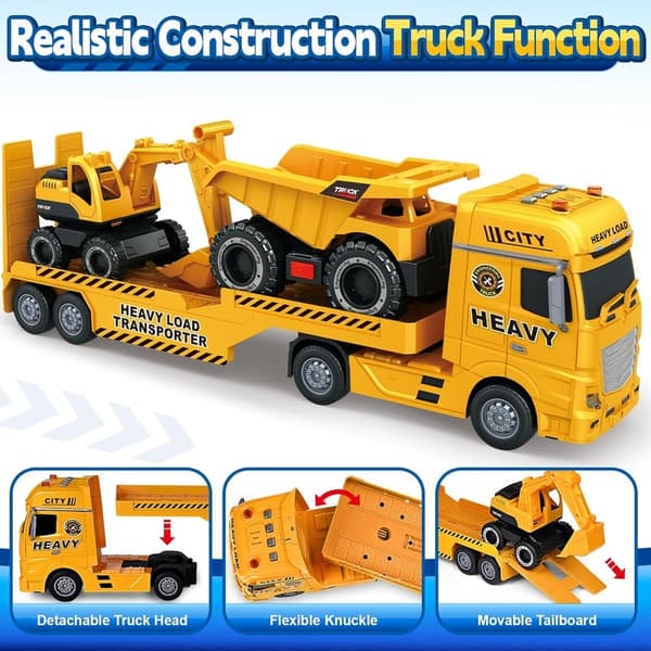 Construction Carrier Truck Toy Set for Boys, 25