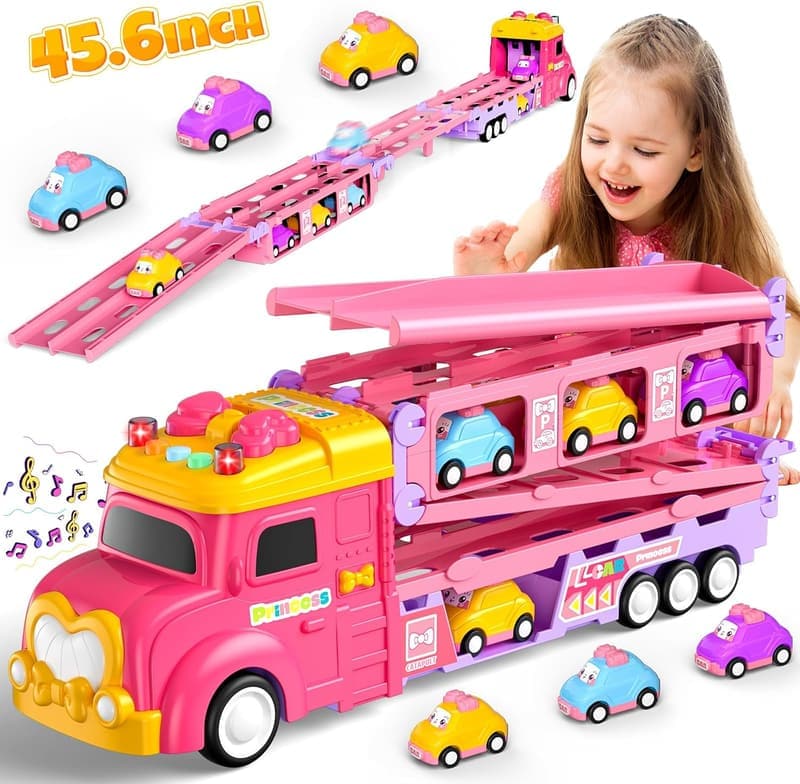 7-in-1 Foldable Ejection Truck Toy with Light & Music for Toddlers