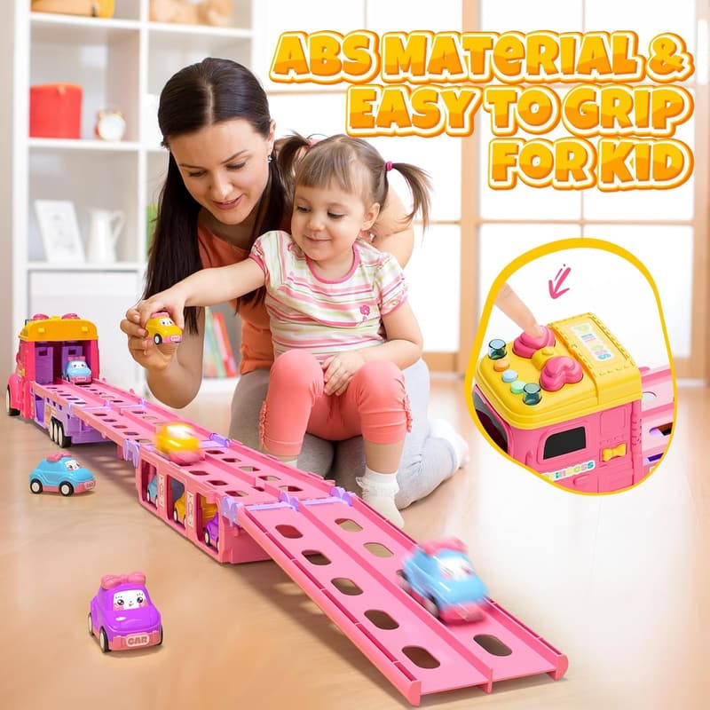 7-in-1 Foldable Ejection Truck Toy with Light & Music for Toddlers