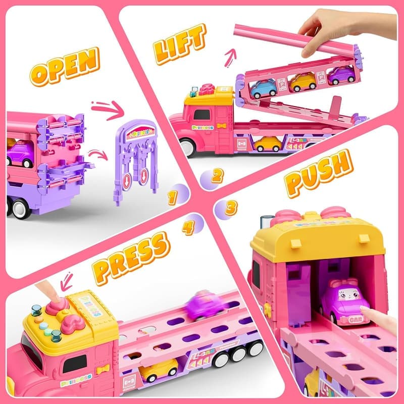 7-in-1 Foldable Ejection Truck Toy with Light & Music for Toddlers