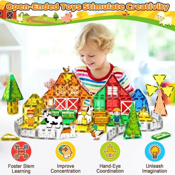 Magnetic Farm Animal Tiles for Toddlers 3+ Years