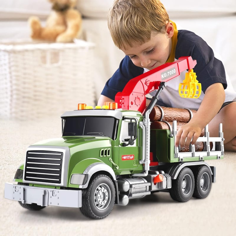 Large Timber Truck Toy Set for Boys Age 3-7 - Birthday Gift