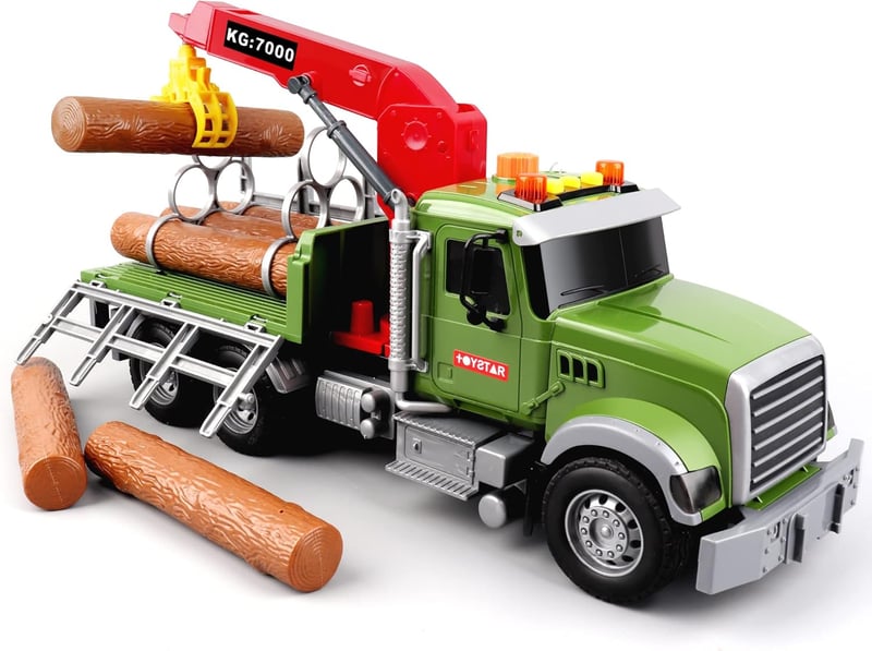 Large Timber Truck Toy Set for Boys Age 3-7 - Birthday Gift