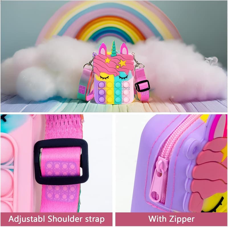Unicorn Silicone Pop It Purse – Sensory Fidget Toy for Girls