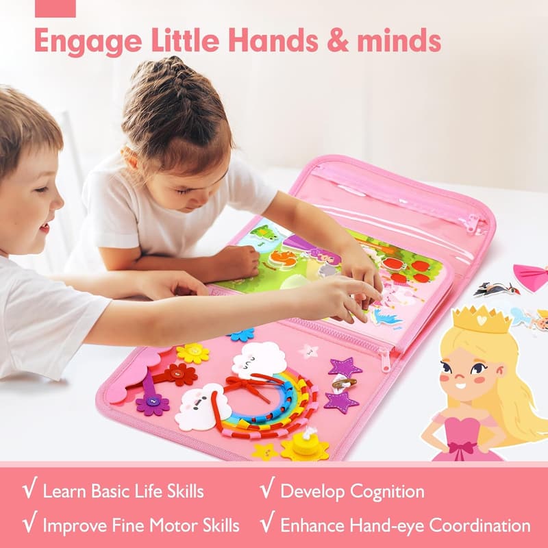 Busy Board for Toddlers - 17-in-1 Montessori Learning Toy