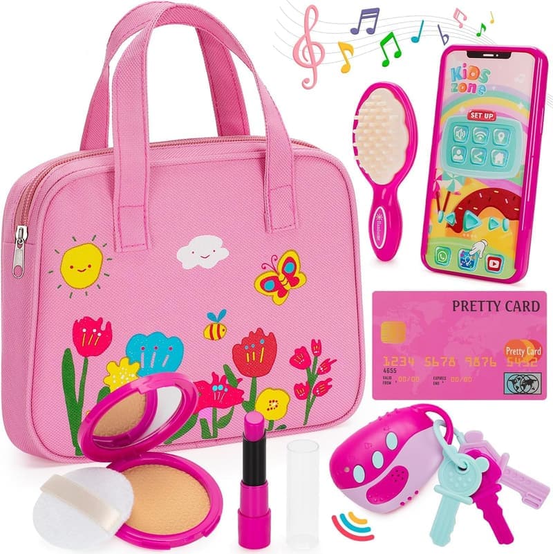 Toddler Play Purse with Makeup Kit for Girls Age 2-3