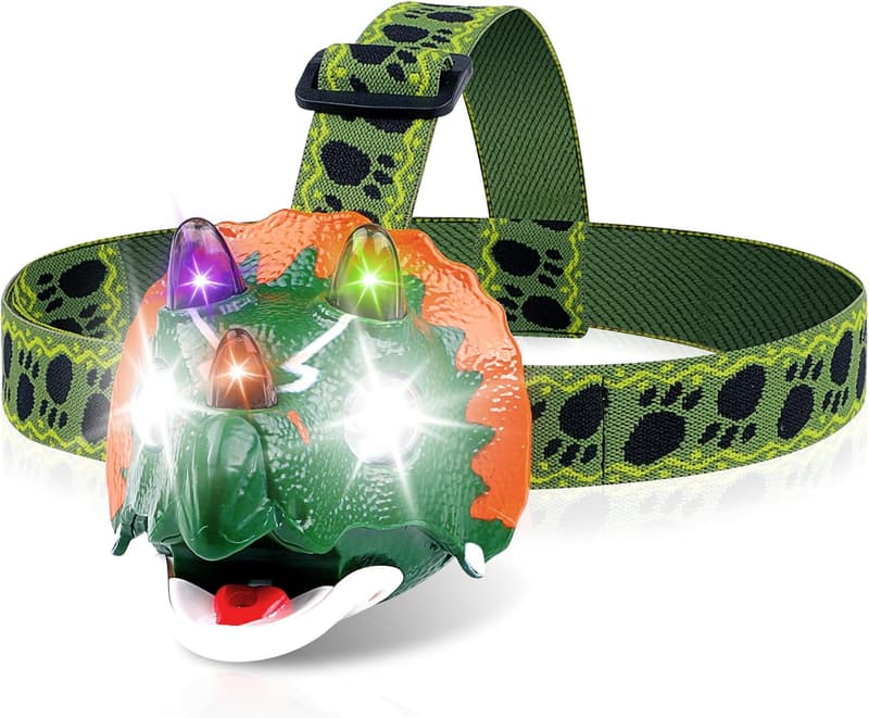 Triceratops LED Headlamp - Kids Camping Flashlight Gift